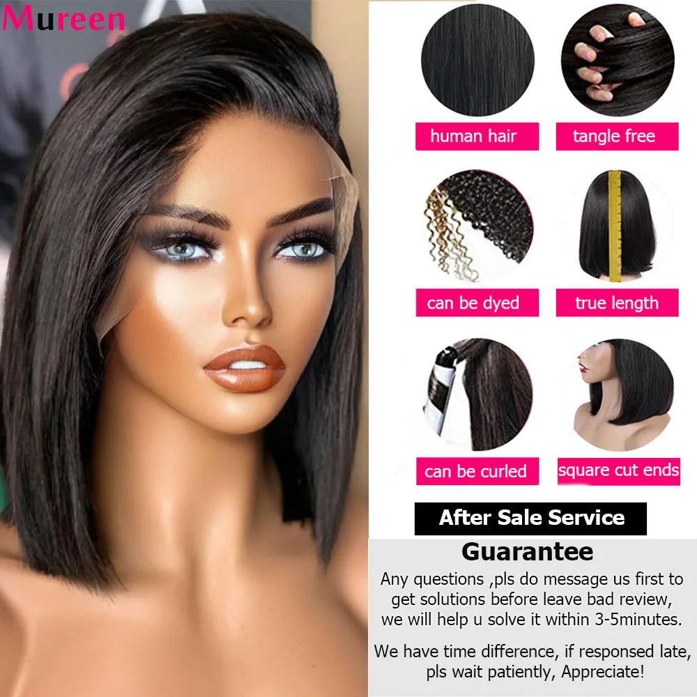 Straight Bob Wig Lace Front Human Hair Wigs For Women HD Transparent Full Lace Frontal Wig Glueless Wig Human Hair