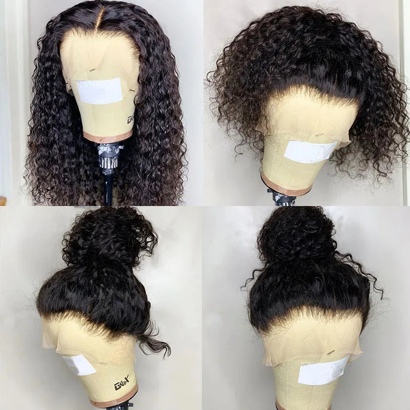 Curly Glueless Full Lace Human Hair Wigs With Baby Hair Pre Plucked Hairline HD Lace Wigs Transparent Lace Wigs Bob Fake Scalp