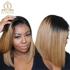 1b 27 Ombre Wigs Honey Blonde Glueless 13x6 Lace Front Short Bob Wigs Straight Peruvian Human Remy Hair Wigs For Women Nabeauty