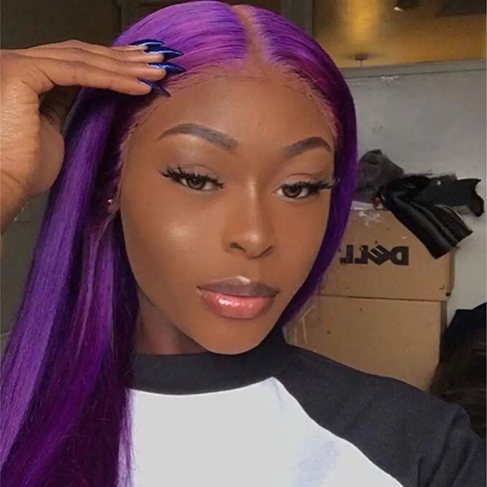 Purple 613 Colored 13x4 Transparent Lace Frontal Wigs Human Hair Wig For Women Brazilian Remy Hair Glueless Full Lace Wigs