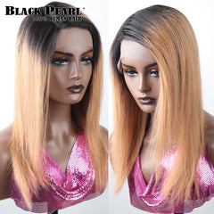 Short Ombre Honey Blonde Bob Wig With Baby Hair Honey Brown Straight Human Hair Wigs Lace Part 1b27 Brown Wigs For Black Women