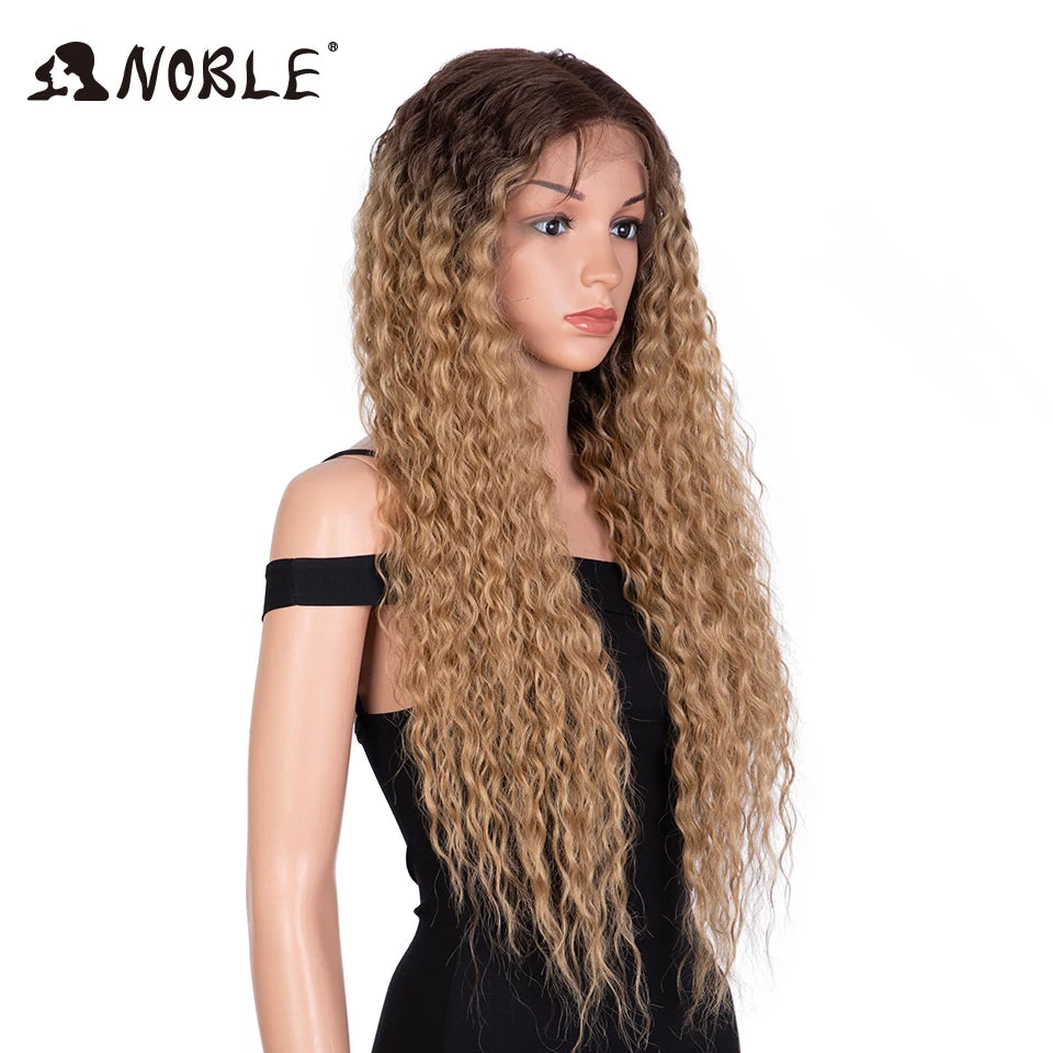 Noble Synthetic Lace Front Wig 30 Inch Long Curly Hair Wigs Kinky Curly Wigs For Women Blonde Wig Lheaper Natural Wig Lace Wig