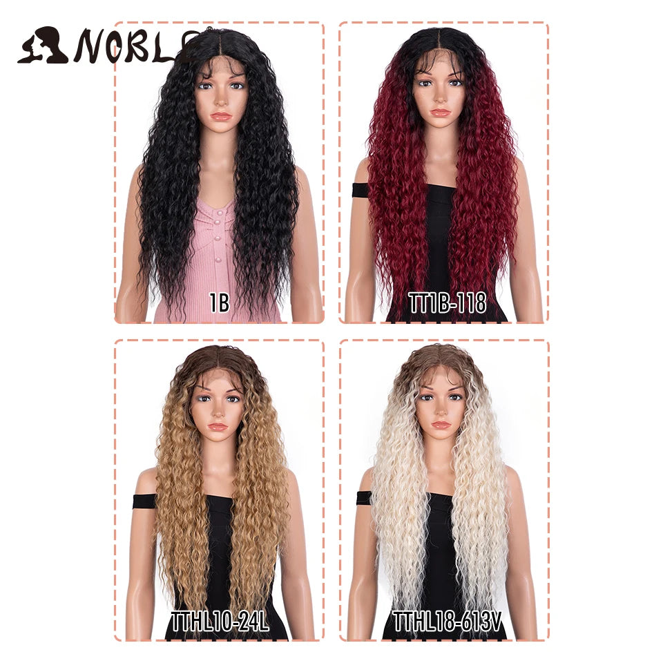 Noble Synthetic Lace Front Wig 30 Inch Long Curly Hair Wigs Kinky Curly Wigs For Women Blonde Wig Lheaper Natural Wig Lace Wig