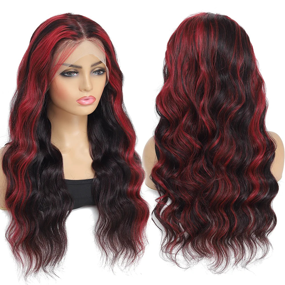 Burgundy Lace Front Wigs Human Hair 1B/99J Colored Body Wave 13X4 Human Hair Wigs Pre Plucked Burgundy Wig with Baby Hair 180%