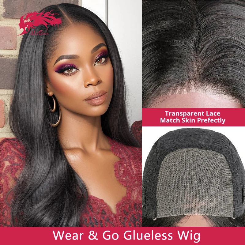 Glueless Wig 6x4 HD Lace Closure Glueless Wigs 14-32Inch Indian Straight Human Hair Ready To Wear Pre Cut Pre plucked