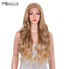 Synthetic Lace Wigs Blonde Wigs For Women 30 Inch Long Wavy Ombre Pink Color Wigs For Black Women High Temperature Hair Cosplay