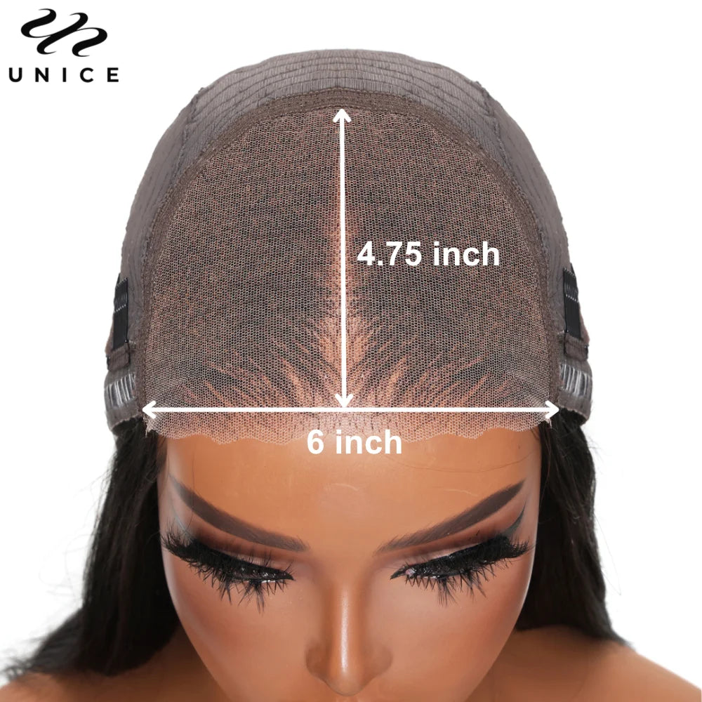 UNice Hair Pre-Cut Lace 6x4.75 Bob Wig Honey Blonde Highlight Wig Human Hair Short Straight Wigs