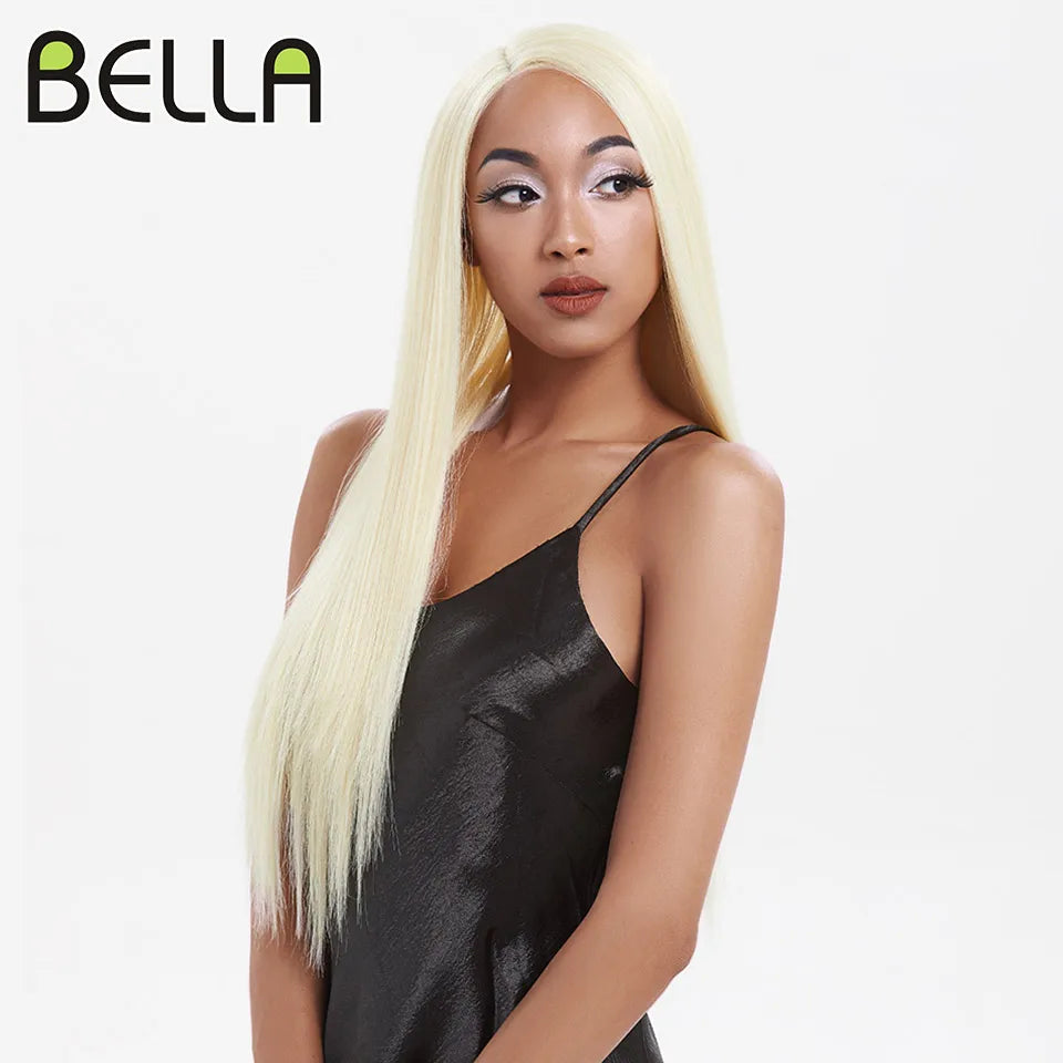 Bella Blonde Wig Synthetic 4*4 Lace Front Wig Straight Hair Lace Frontal Wig 613 Blonde Wigs For Black Women Cosplay Wig Lolita