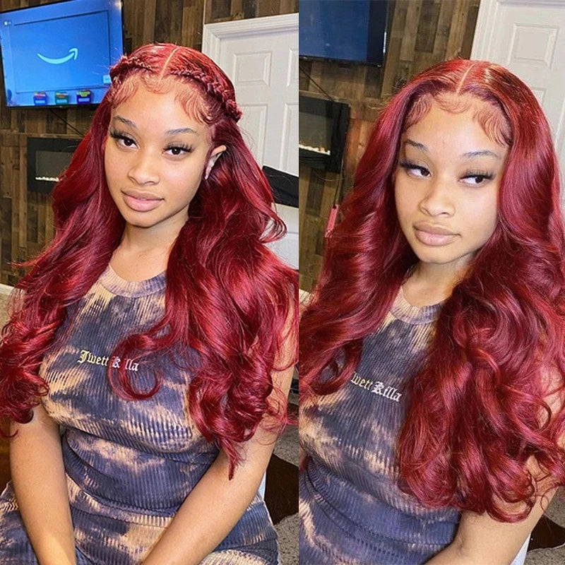 99J Wigs Body Wave Human Hair Wigs Burgundy 13x4 HD Lace Front Human Hair Wigs For Women Pre plucked Body Wave Lace Front Wigs