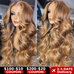 13x6 Highlight Wig Human Hair Body Wave 360 Full HD Lace Frontal Wigs For Women Brazilian Human Hair Honey Blonde Lace Front Wig