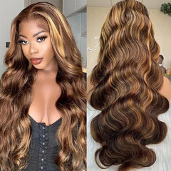 Ombre Blonde Body Wave Lace Front Wig HD Highlight Wig Human Hair Brazilian Glueless Wig 360 Full Lace Frontal Wigs For Women