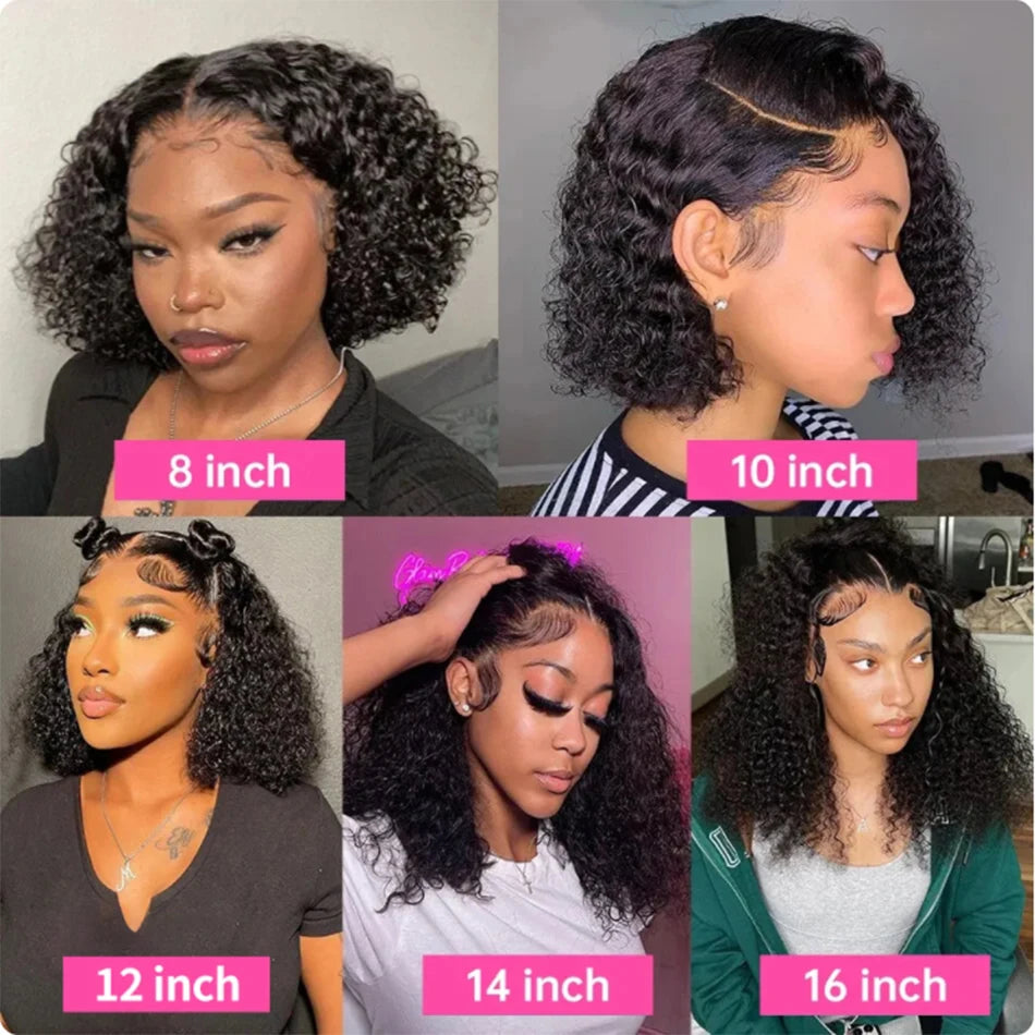 Glueless Wigs Short Curly Bob Wig Wet And Wavy Water Wave Wig Malaysian Lace Front Human Hair Wigs For Women 13x4 Frontal Wig