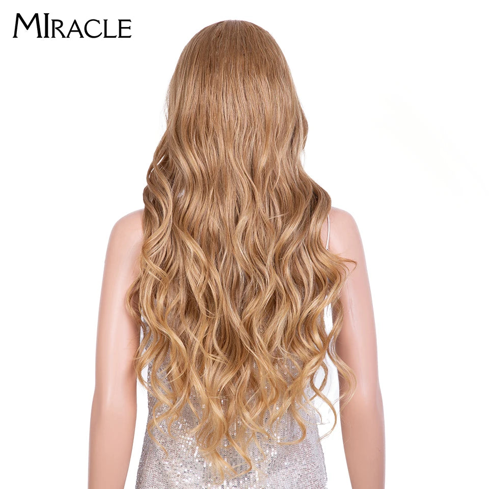 Synthetic Lace Wigs Blonde Wigs For Women 30 Inch Long Wavy Ombre Pink Color Wigs For Black Women High Temperature Hair Cosplay