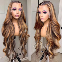 13x6 Hd Highlight Wig Human Hair 30 Inch Body Wave Lace Front Wig Ombre Colored Wig Brazilian 13x4 Honey Blonde Wigs for Women