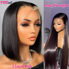 HD Transparent 13x4 Straight Lace Front Wigs 12A Bob Wig Pre Plucked Glueless Full Lace Frontal Human Hair Wigs For Women