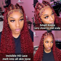 13x4 Deep Curly Lace Frontal Wig Transparent 99J Burgundy 13x6 Lace Front Wigs Red Colored HD Deep Wave Human Hair Wig Vestlucky