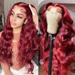 99J Wigs Body Wave Human Hair Wigs Burgundy 13x4 HD Lace Front Human Hair Wigs For Women Pre plucked Body Wave Lace Front Wigs