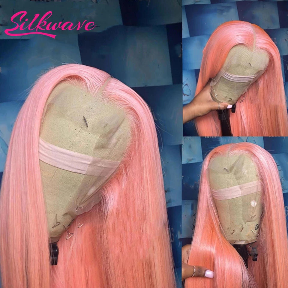 13x6 Hd Transparent Pink Lace Front Wig Human Hair Preplucked Brazilan 13x4 Bone Straight Frontal 613 Colored Wigs For Women