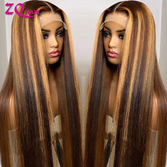 Glueless Highlight Wig Human Hair 360 13x6 HD Lace Frontal Wigs Human Hair Ombre Honey Blonde 13x4 Straight HD Lace Front Wigs