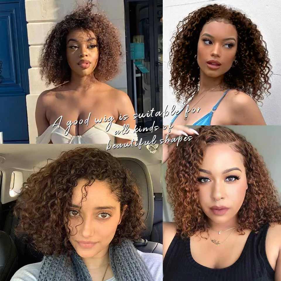 Ginger Brown 99J Lace Front Wig Curly Human Hair Wigs  HD Lace Wigs Kinky Curly Deep Wave Frontal Wigs For Black Women Debut