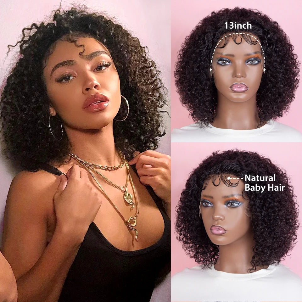 Ginger Brown 99J Lace Front Wig Curly Human Hair Wigs  HD Lace Wigs Kinky Curly Deep Wave Frontal Wigs For Black Women Debut