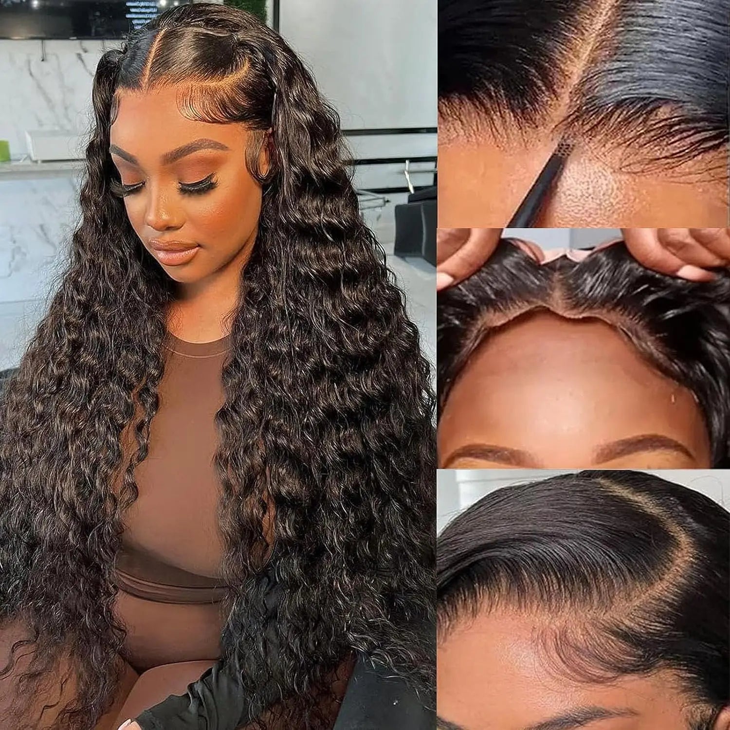 360 Full Front Wig Deep Curly Lace Front Human Hair Wig 13x4 HD Lace Frontal Wigs Brazilian Deep Wave Lace Wig 4X4 Glueless Wigs