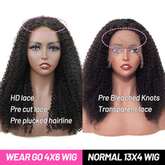 Wear Go Glueless Wig ISEE HAIR Mongolian Kinky Curly 6x4 HD Lace Wigs Ready To Wear 13X4 Lace Front Wig Pre Bleached Knots