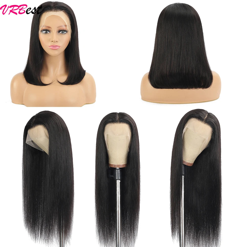 HD Transparent 13x4 Straight Lace Front Wigs 12A Bob Wig Pre Plucked Glueless Full Lace Frontal Human Hair Wigs For Women