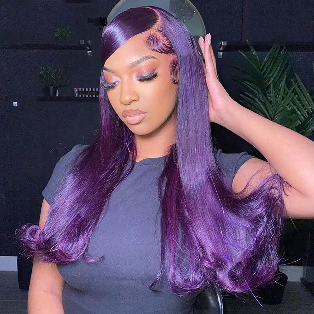 Purple 613 Colored 13x4 Transparent Lace Frontal Wigs Human Hair Wig For Women Brazilian Remy Hair Glueless Full Lace Wigs