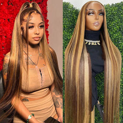 Highlight Wig Human Hair 13x4 13x6 Glueless Honey Blonde Straight Lace Front Wigs Human Hair Brazilian 5x5 Hd Lace Closure Wig