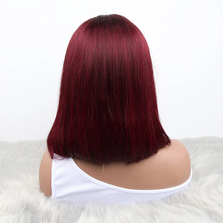 99J Burgundy Wig Red Bob Wig Brazilian Straight Hair Wig Pre-plucked 13x4 Lace Frontal Human Hair Wig For Women Lace Closure Wig