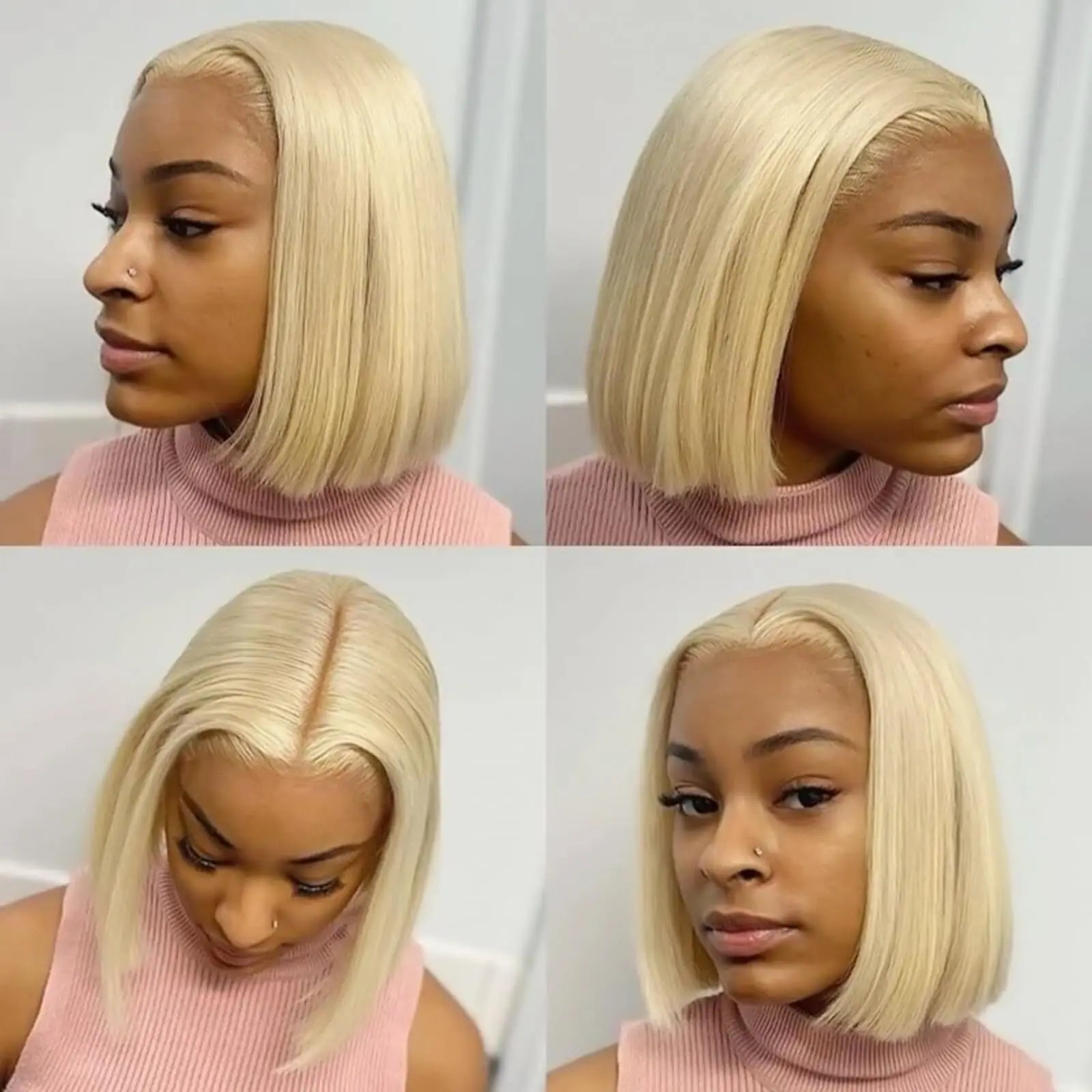 ISEE Hair Wear Go Blonde 613 Lace Front Wigs Bone Straight Transparent Lace Wig Glueless HD Short Bob Human Hair Wigs PrePlucked