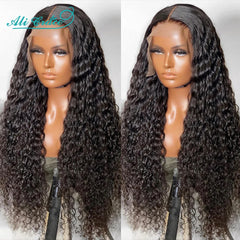 Ali Grace Wigs Brazilian Kinky Curly Human Hair Wigs Pre-Plucked 13x4 Lace Frontal Wig Remy Hair Deep Curly Lace Front Wigs