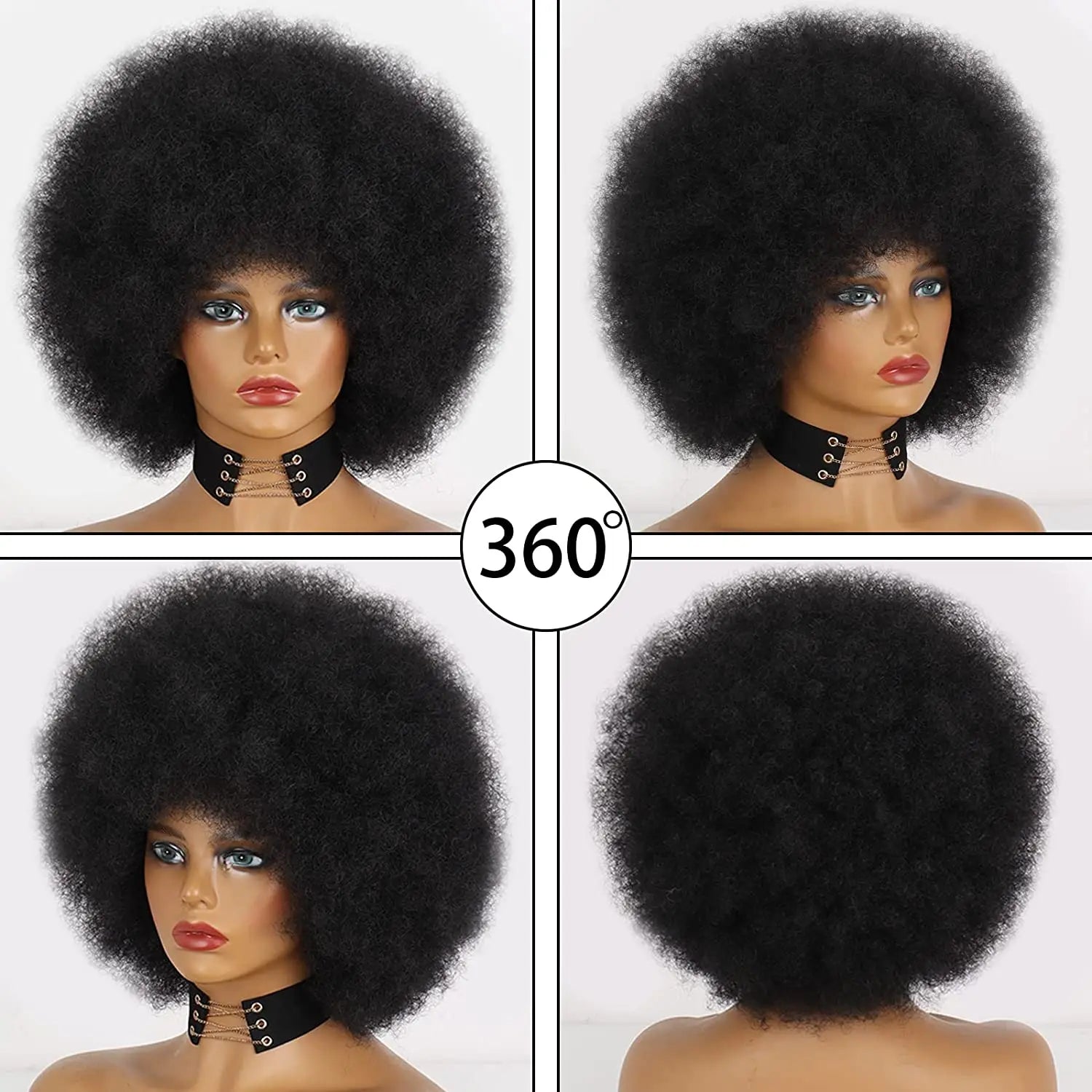 Short Synthetic wig Afro Kinky Curly Wigs With Bangs For Black Women African Synthetic Ombre Glueless Cosplay Black Wig