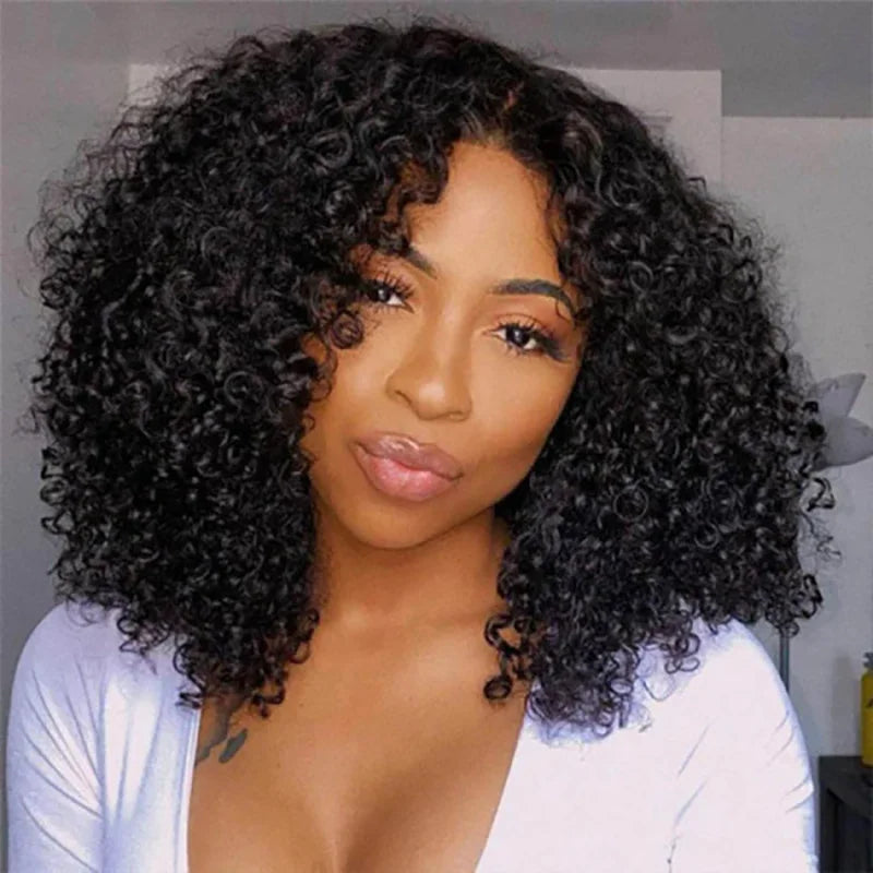 ISEE Hair Wear Go Glueless Wig Short Bob Human Hair HD Lace Front Wigs Kinky Curly PrePlucked Lace Closure Wig Deep Curly Wigs