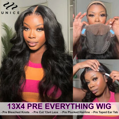 UNice Hair Wear Go Glueless 5x5 HD Lace Wig Human Hair Body Wave Wig Preplucked 13x4 Lace Front Wig for Women Match All Skins