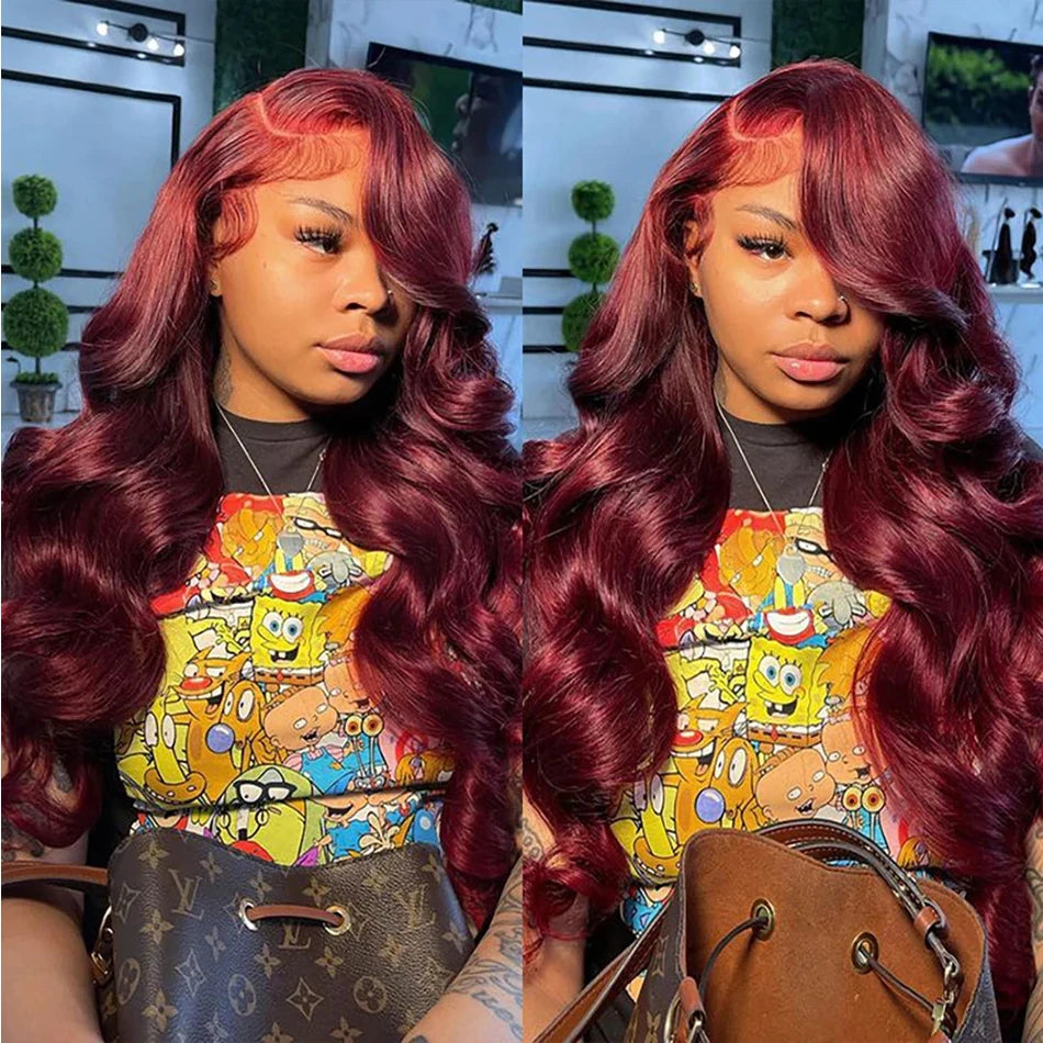 99J Wigs Body Wave Human Hair Wigs Burgundy 13x4 HD Lace Front Human Hair Wigs For Women Pre plucked Body Wave Lace Front Wigs