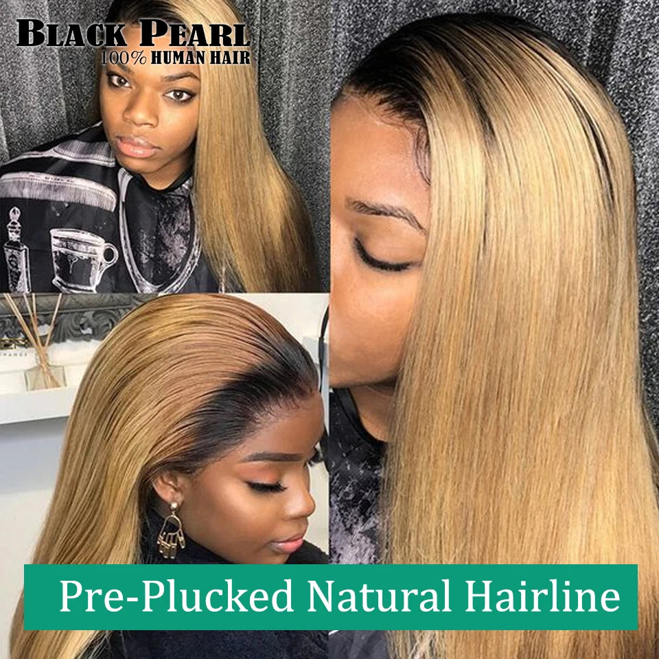 Short Ombre Honey Blonde Bob Wig With Baby Hair Honey Brown Straight Human Hair Wigs Lace Part 1b27 Brown Wigs For Black Women