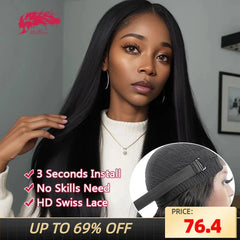 Wear Go Glueless Wig 6x4 HD Lace Closure Glueless Wigs 14-32Inch Indian Straight Human Hair Ready To Wear Pre Cut Pre plucked