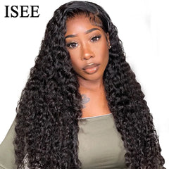 ISEE Wear Go Wig Brazilian Deep Wave Pre Bleached Knots 13x4 Lace Wigs 6x4 HD Glueless Pre Plucked Human Wigs Ready To Go