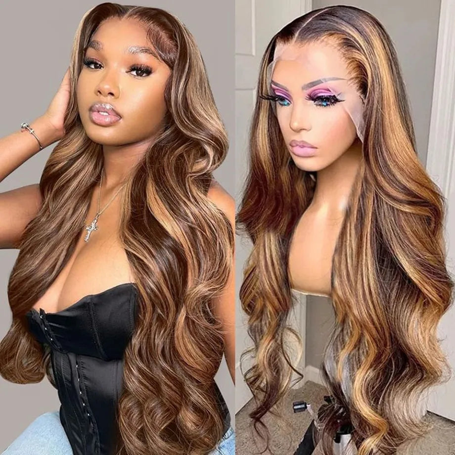 13x6 Hd Highlight Wig Human Hair 30 Inch Body Wave Lace Front Wig Ombre Colored Wig Brazilian 13x4 Honey Blonde Wigs for Women