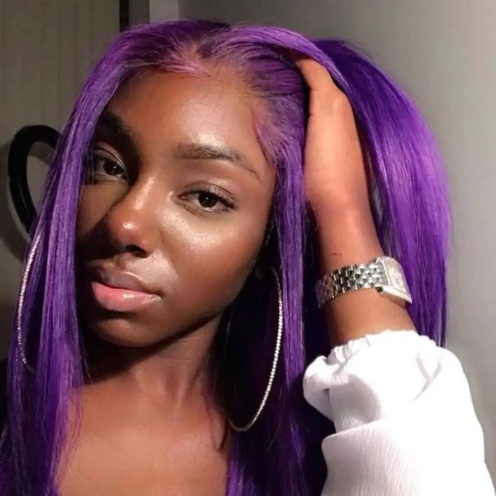 Purple 613 Colored 13x4 Transparent Lace Frontal Wigs Human Hair Wig For Women Brazilian Remy Hair Glueless Full Lace Wigs