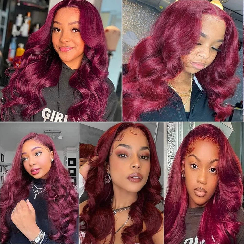 99J Wigs Body Wave Human Hair Wigs Burgundy 13x4 HD Lace Front Human Hair Wigs For Women Pre plucked Body Wave Lace Front Wigs