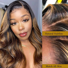 Highlight Wig Human Hair Lace Frontal Wig Body Wave Honey Blonde Brown Colored HD Lace Front Human Hair Wigs On Sale Clearance