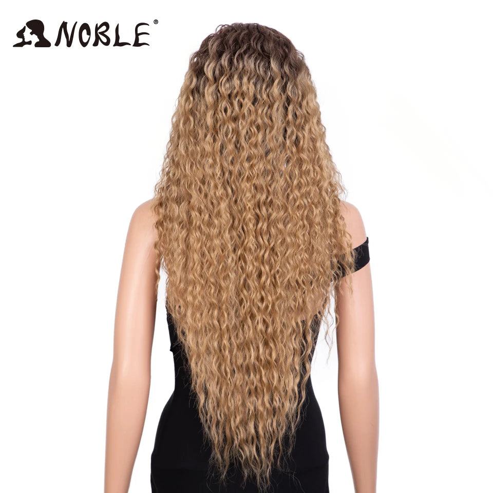 Noble Synthetic Lace Front Wig 30 Inch Long Curly Hair Wigs Kinky Curly Wigs For Women Blonde Wig Lheaper Natural Wig Lace Wig