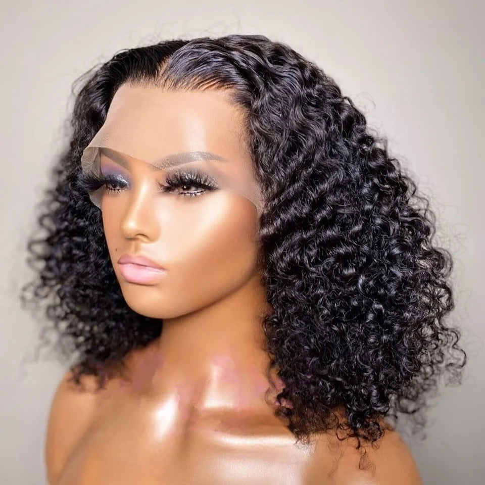 Glueless Wigs Short Curly Bob Wig Wet And Wavy Water Wave Wig Malaysian Lace Front Human Hair Wigs For Women 13x4 Frontal Wig