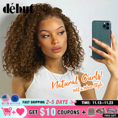 Ginger Brown 99J Lace Front Wig Curly Human Hair Wigs  HD Lace Wigs Kinky Curly Deep Wave Frontal Wigs For Black Women Debut