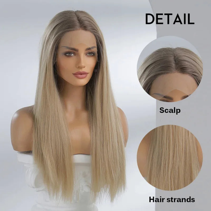 oneNonly Lace Front Wig Long Straight Brown Blonde Wigs for Women Daily Party Cosplay Wedding High Density