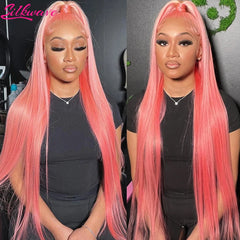 13x6 Hd Transparent Pink Lace Front Wig Human Hair Preplucked Brazilan 13x4 Bone Straight Frontal 613 Colored Wigs For Women