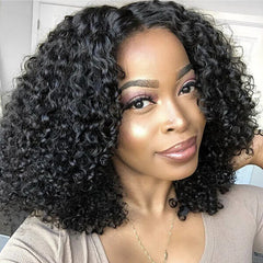 ISEE Hair Wear Go Glueless Wig Short Bob Human Hair HD Lace Front Wigs Kinky Curly PrePlucked Lace Closure Wig Deep Curly Wigs